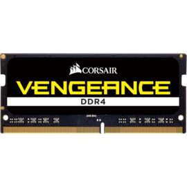 Das Bild zeigt einen SO-DIMM 16 GB DDR4-2400 Arbeitsspeicher von Corsair mit der Bezeichnung Vengeance. Der Speicherriegel ist für die Verwendung in kompatiblen Laptops oder kompakten PCs vorgesehen und dient zur Erweiterung der Arbeitsspeicherkapazität.