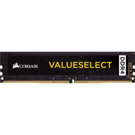 Das Bild zeigt einen Arbeitsspeicherriegel vom Typ 'DIMM 8 GB DDR4-2400 (1x 8 GB)'. Der Speicherriegel trägt die Aufschrift "CORSAIR VALUESELECT DDR4" und hat goldene Kontakte an der Unterseite zur Verbindung mit dem Motherboard eines Computers. Das Bild dient dazu, das Aussehen und die Markierung des Produkts anzuzeigen, damit Käufer es identifizieren und über dessen Kompatibilität mit ihren Systemen entscheiden können.