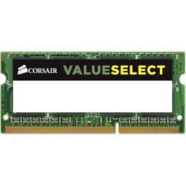 Das Bild zeigt einen SO-DIMM 4 GB DDR3-1600 Arbeitsspeicher von Corsair aus der ValueSelect Serie, der für den Einsatz in Laptops oder kompakten Computern vorgesehen ist. Der RAM-Baustein ist für Speichererweiterungen oder Ersatz in entsprechenden Geräten gedacht.