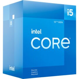 Das Bild zeigt die Verpackung des Intel Core i5-12600 Prozessors der 12. Generation. Auf der blauen Box ist deutlich das Intel Core i5-Branding zu sehen, zusammen mit dem Hinweis "12th GEN" und dem Zusatz "Discrete Graphics Required". Der Zweck des Bildes ist es, das Produkt und seine Verpackung zu präsentieren, was für Kunden beim Kauf oder bei der Identifizierung des Prozessors in einem Laden oder online hilfreich sein kann.