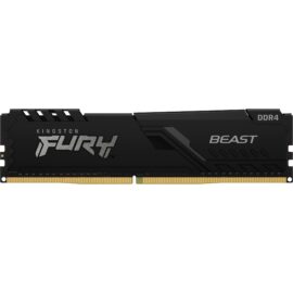 Dieses Bild zeigt ein 32 GB DDR4-3600 Arbeitsspeichermodul von Kingston Fury Beast. Es handelt sich um ein single RAM-Modul mit einer Kapazität von 32 GB und einer Geschwindigkeit von 3600 MHz, bestimmt für den Einsatz in Computern zur Erweiterung oder Verbesserung der Systemleistung. Visuell ist das Modul schwarz mit auffälliger Beschriftung und einem Heatspreader, um die Wärmeableitung zu unterstützen.