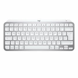 Überblick über die MX Keys Mini für Mac Tastatur, eine kompakte und kabellose Bluetooth-Tastatur mit speziellen Mac-Tasten, die ein komfortables Schreibgefühl und eine optimierte Bedienung für Mac-Benutzer bietet.