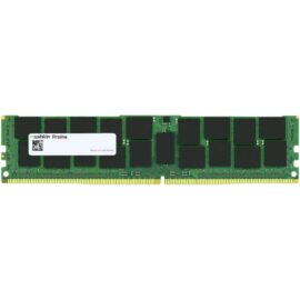 Das Bild zeigt einen Mushkin Proline 991965 DIMM 16 GB DDR3-1333 Arbeitsspeicher. Es handelt sich um ein Produktbild, das die Form, das Design und die Komponenten des Arbeitsspeichermoduls darstellt, mit dem Markennamen sichtbar auf dem Etikett in der Mitte des grünen Leiterplattenmoduls. Der Zweck des Bildes ist es, Kunden das genaue Aussehen und die Spezifikationen des Arbeitsspeichers zu zeigen.