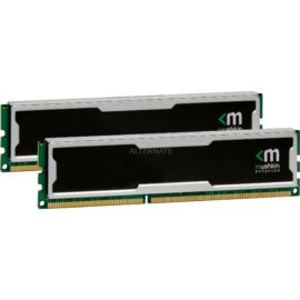 Das Bild zeigt zwei DDR2-800 Arbeitsspeicherriegel des Herstellers Mushkin aus der Silverline-Serie mit je 2 GB Speicherkapazität, die gemeinsam als Dual-Kit vertrieben werden. Der Arbeitsspeicher ist für den Einsatz in Computern vorgesehen, um deren Datenverarbeitungskapazität zu erweitern oder zu verbessern.