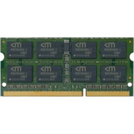 Das Bild zeigt einen SO-DIMM 16 GB DDR3-1600 Arbeitsspeicher von Mushkin, Modell MES3S160BM16G28. Es handelt sich hierbei um einen Typ von Computerarbeitsspeicher, der häufig in Laptops und kompakten Computern verwendet wird. Das Modul auf dem Bild besitzt mehrere integrierte Schaltkreise auf einer grünen Leiterplatte mit goldfarbenen Kontakten an einem der langen Ränder.