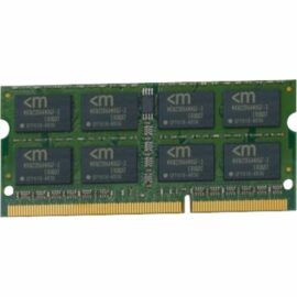 Das Bild zeigt ein Mushkin SO-DIMM 2 GB DDR3-1066 Arbeitsspeichermodul. Der Zweck des Bildes ist es, das physische Erscheinungsbild dieses spezifischen Speichermoduls zu präsentieren, was für Kunden hilfreich sein kann, die Details wie Formfaktor, Speicherchip-Anordnung und Kontaktleisten erkennen möchten, um zu bestätigen, dass das Modul mit ihrem Gerät kompatibel ist. Der Produktnamen "Mushkin SO-DIMM 2 GB DDR3-1066" ist im Bild zu sehen und wird auch im Rahmen der alt-Beschreibung erwähnt.